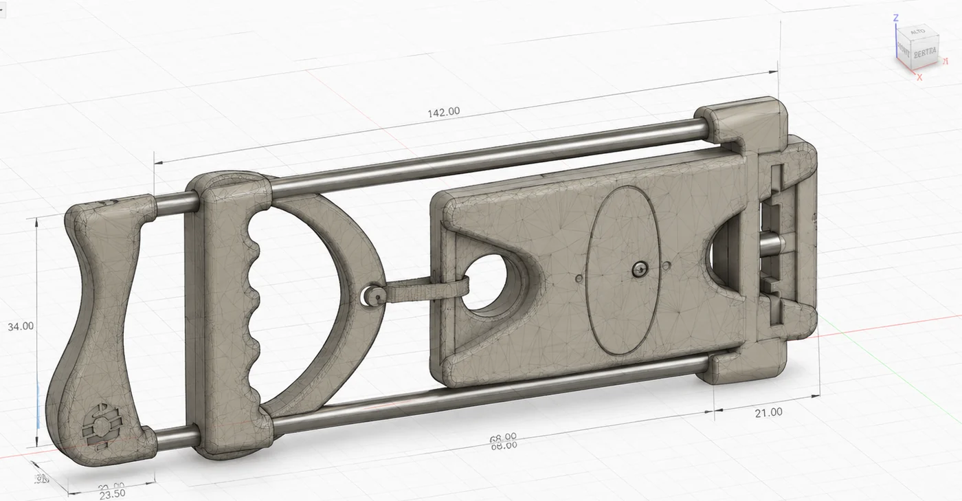 Modello 3D di uno dei progetti in sviluppo, con le quote di ingombro